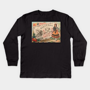 Banco de la Alianza Cinco Pesos and Coins Victorian Trade Card Kids Long Sleeve T-Shirt